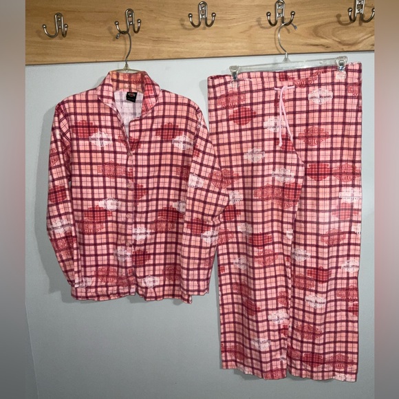 Harley-Davidson Other - Harley-Davidson Pink Plaid Flannel Logo Pajama Set Small